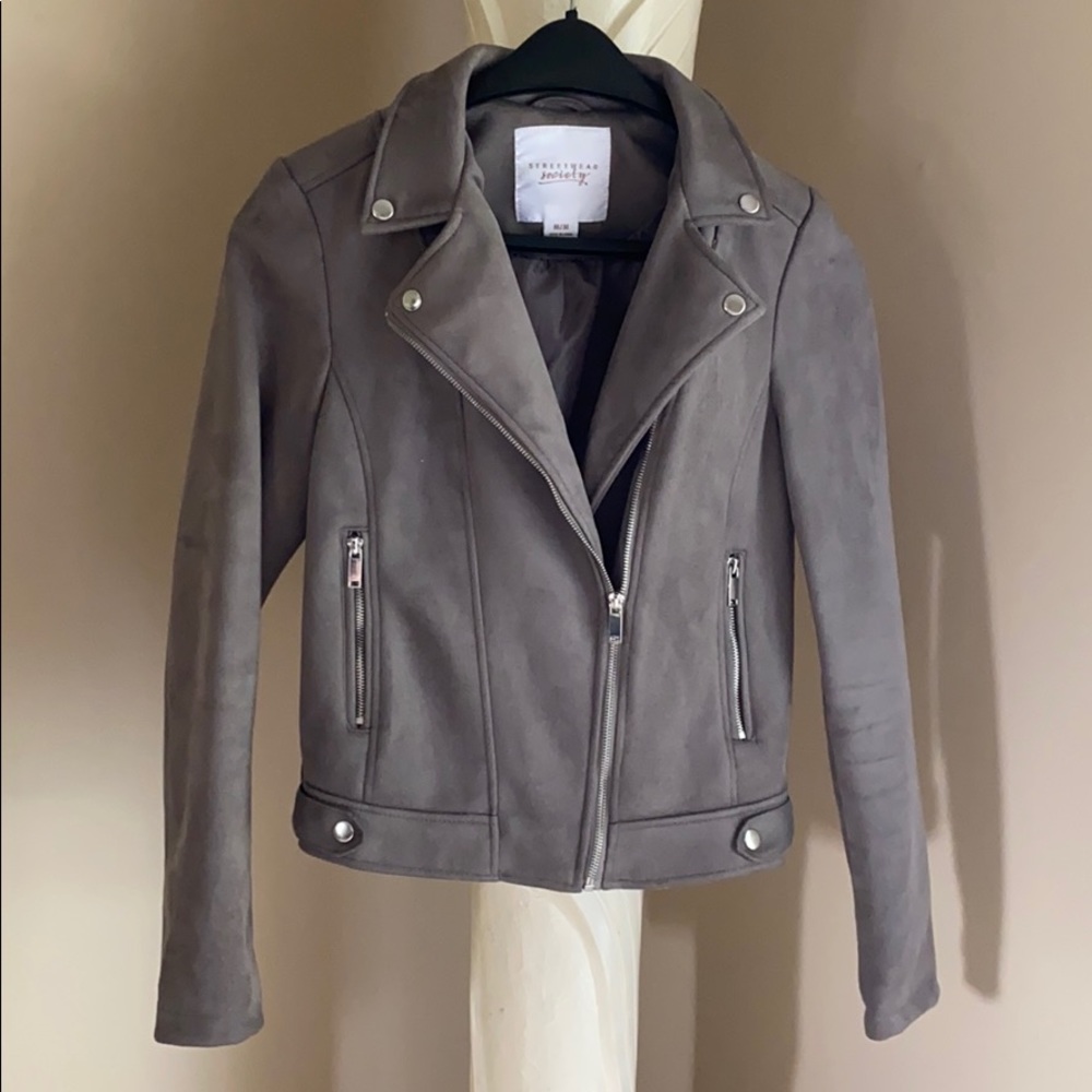 SWS Faux Suede Gray Moto Jacket